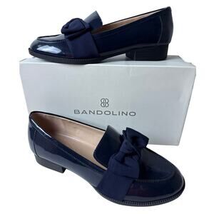 Bandolino Loafers Lindio 3 Slip On Womens 8.5 M Navy Blue Ribbon Bow Low Heel